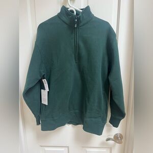 NWT Aritzia 1/4 zip fleece sweatshirt, green, size small